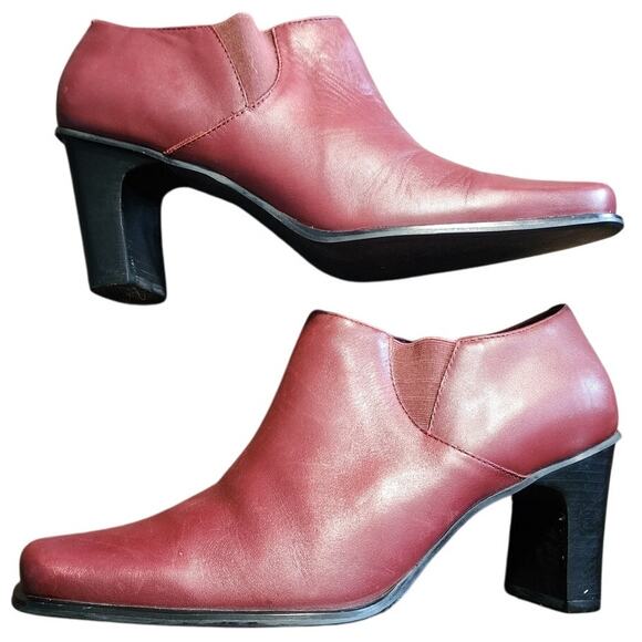 Hillard & Hanson Spice Burgundy Leather Square Toe Retro Ankle Book Size 8M - Picture 1 of 7